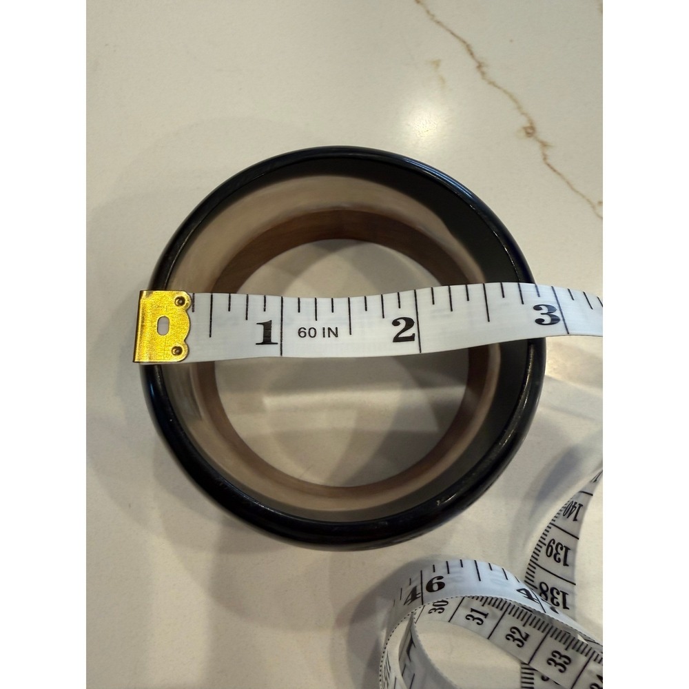 Wide Wood Resin Bangle Bracelet Brown Black Cream Statement Boho Artisan Cuff - Picture 6 of 6